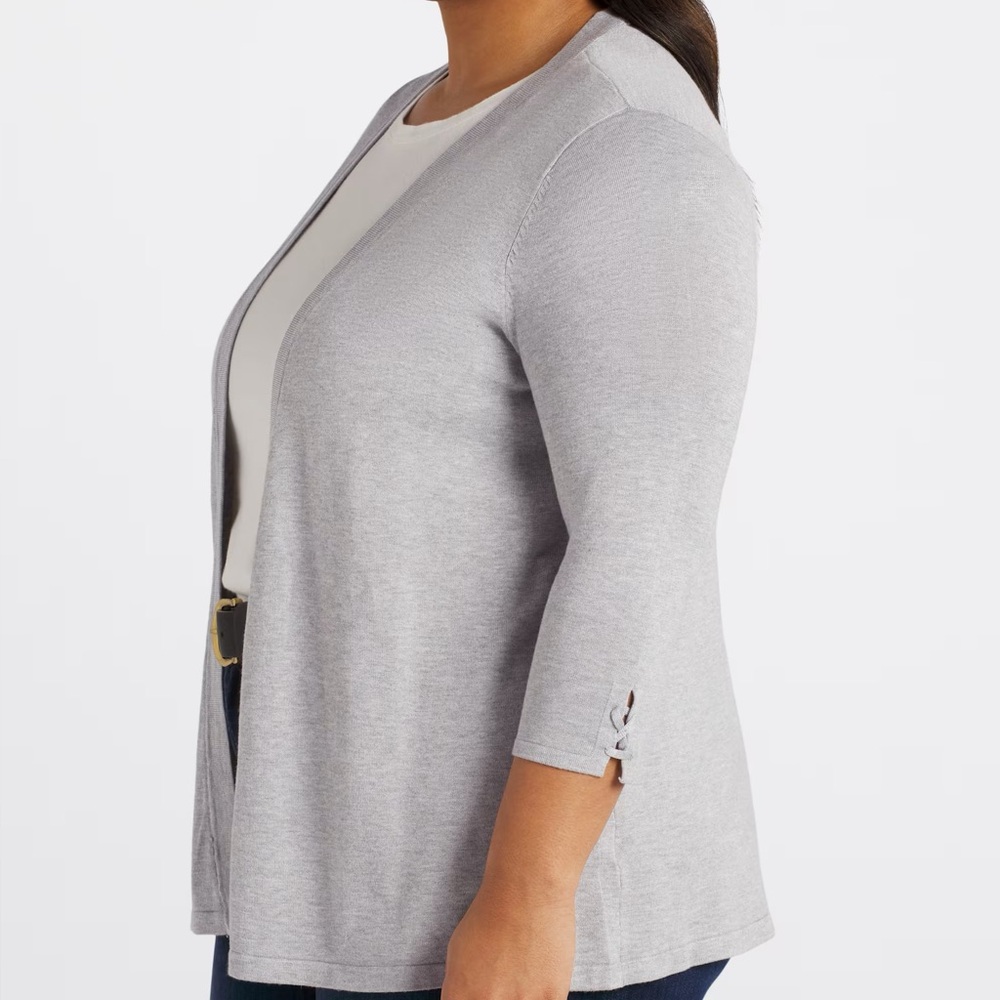 Gray Open-Front Women's Cardigan - Picture 3 of 6
